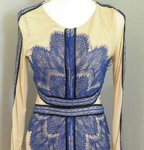 Blue and cream formal dress